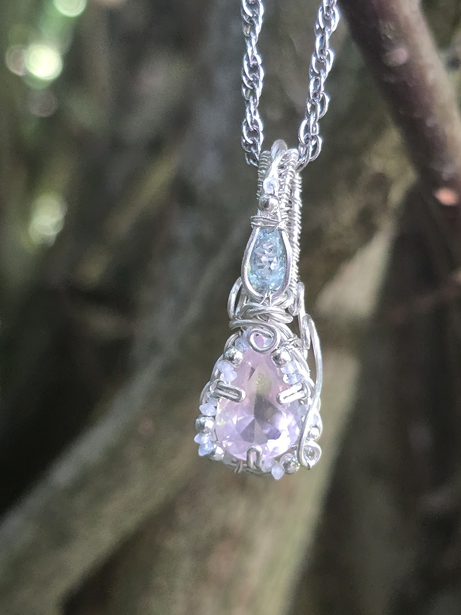 Image d'illustration du produit Pendentif quartz rose et aigue-marine