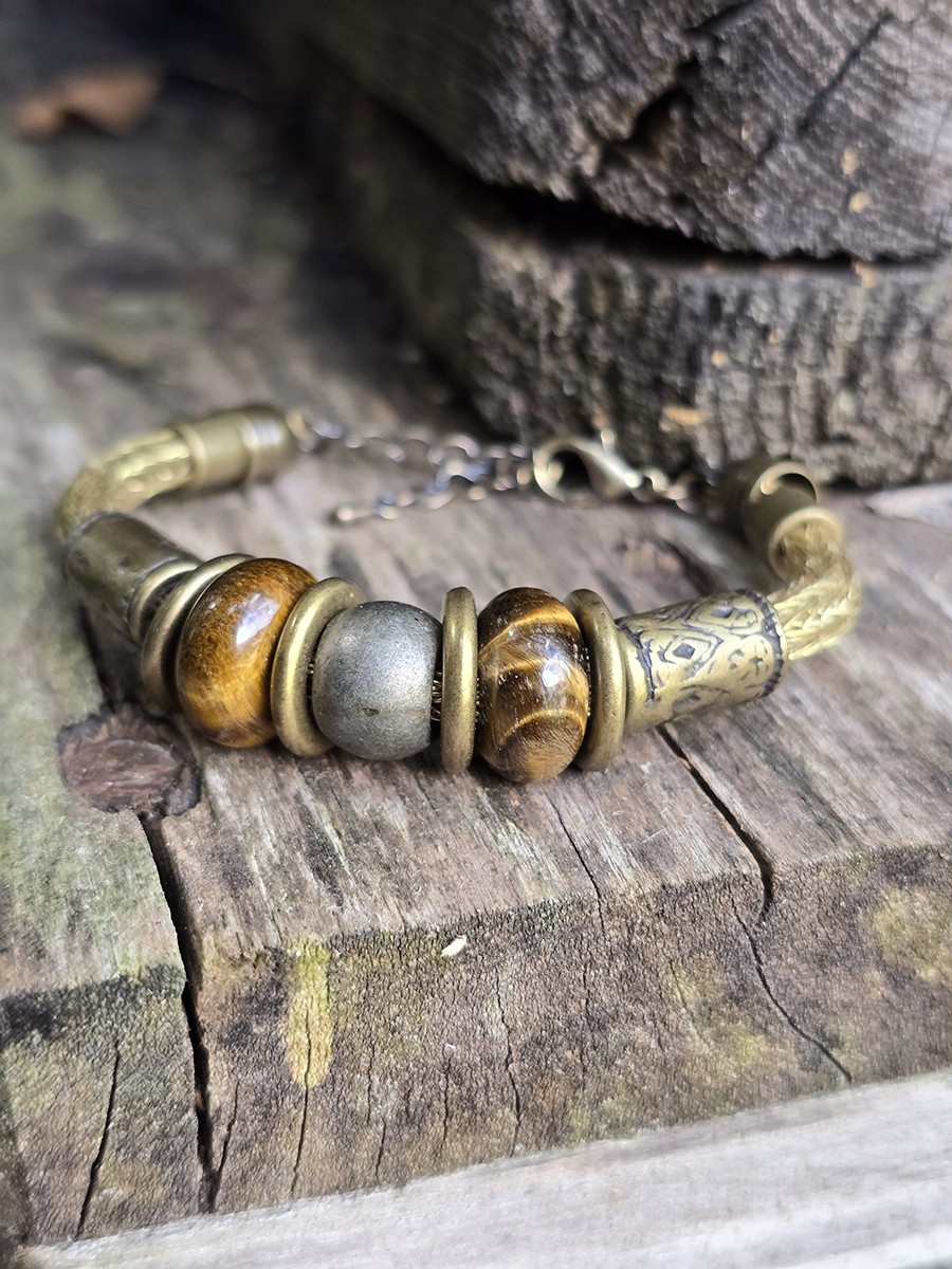 Image d'illustration du produit Bracelet tressé laiton et oeil-de-tigre