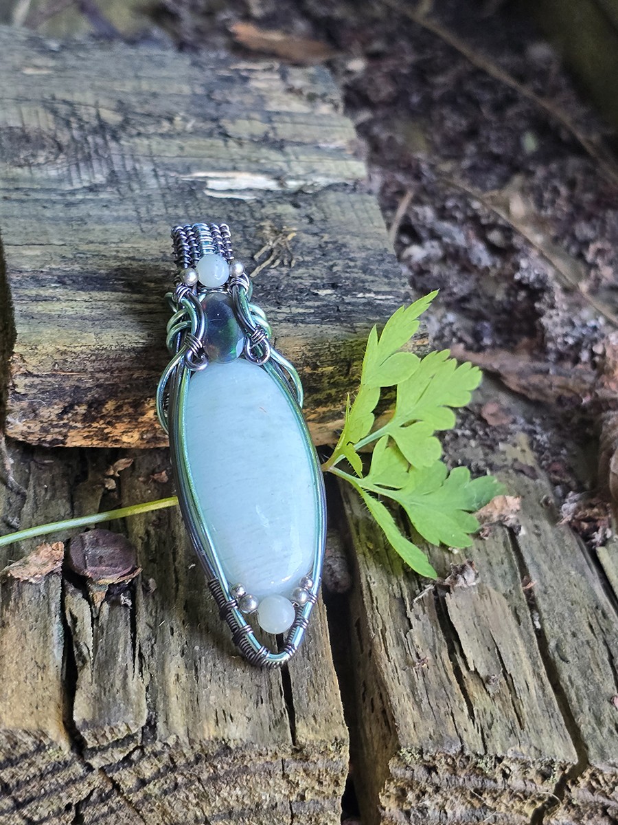 Image d'illustration du produit Pendentif amazonite et opale fumée