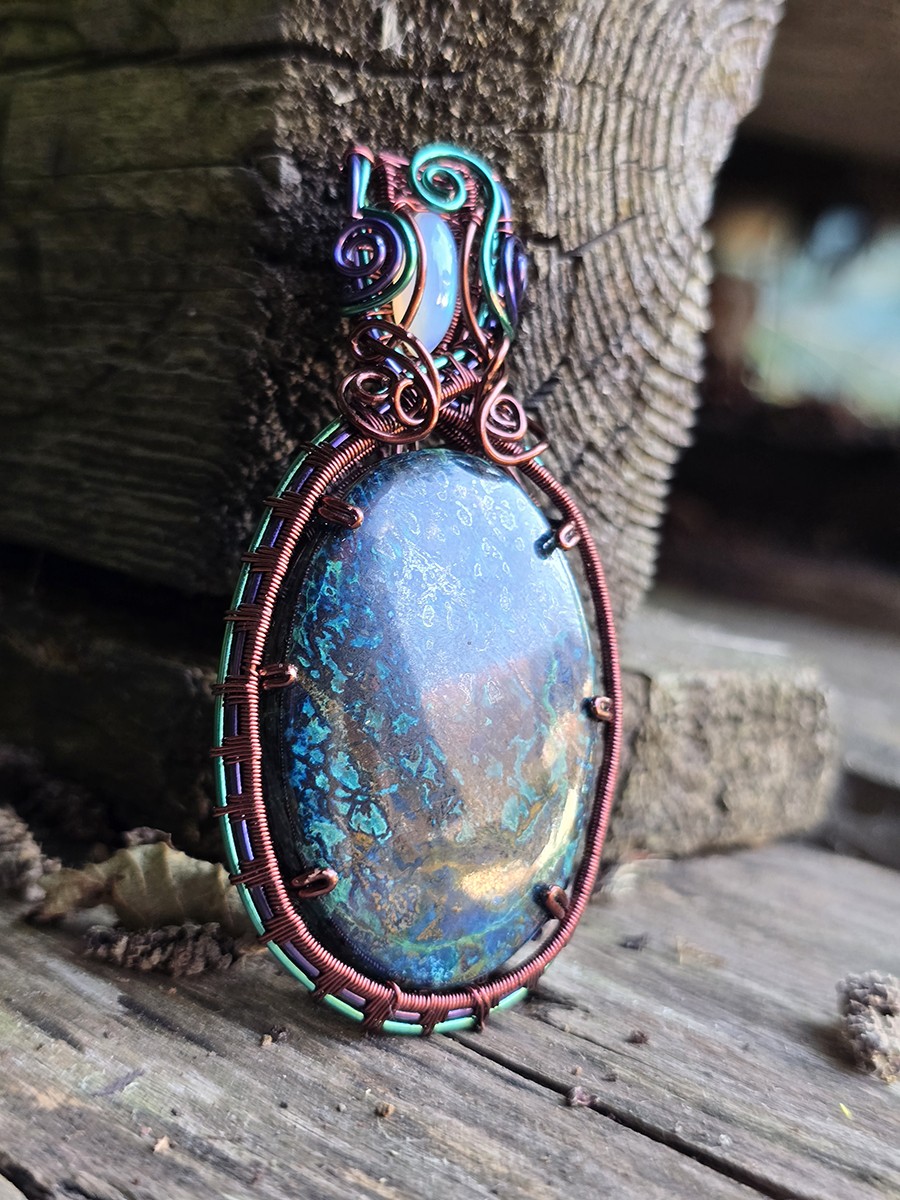 Image d'illustration du produit Pendentif Azurite, malachite et opale wello