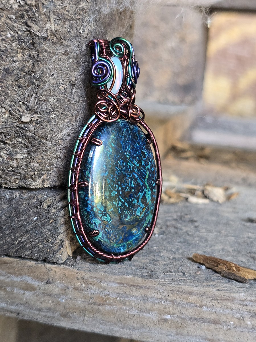 Image d'illustration du produit Pendentif Azurite, malachite et opale wello