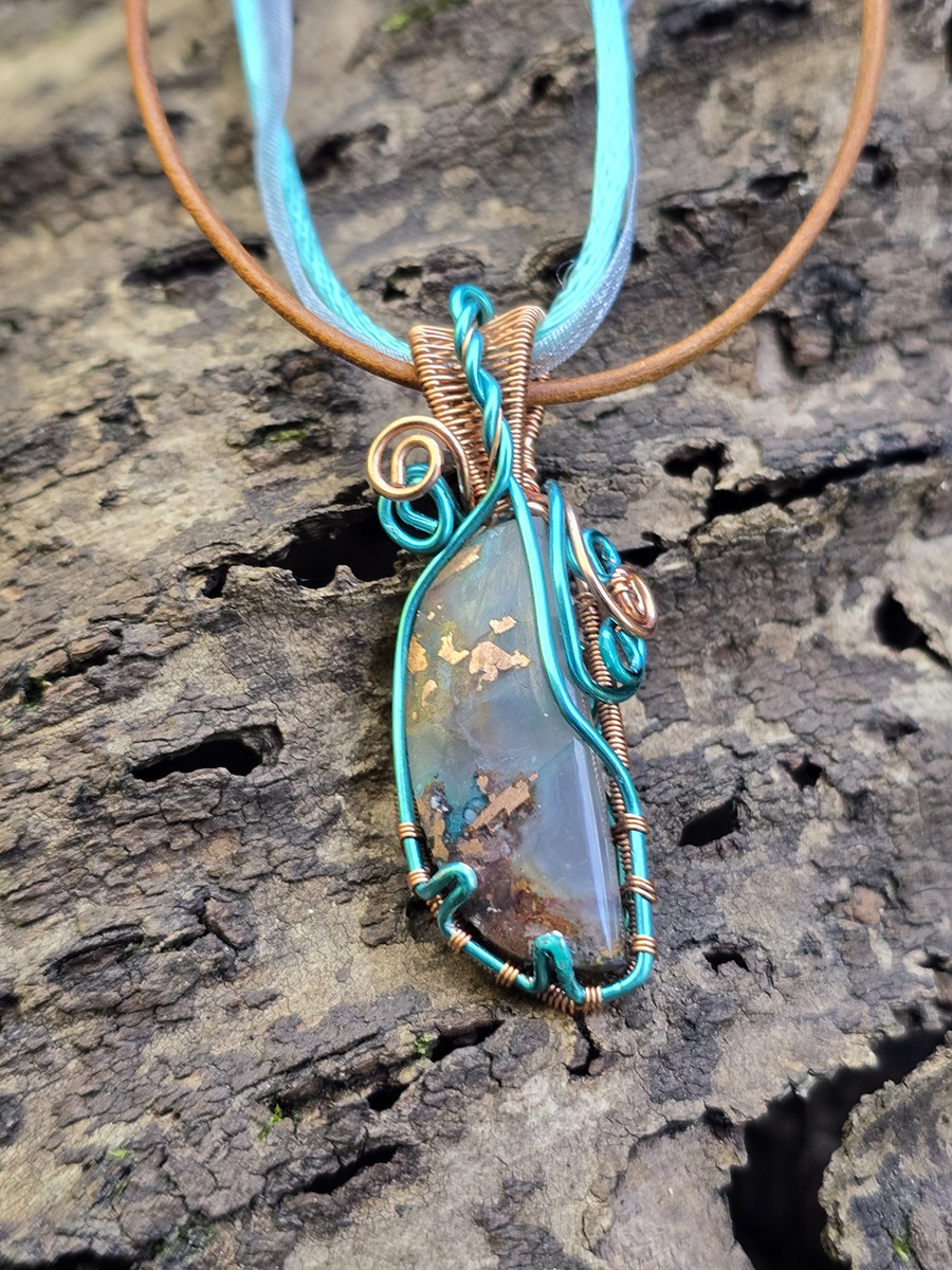 Image d'illustration du produit Pendentif agate cuprifère à chrysocolle