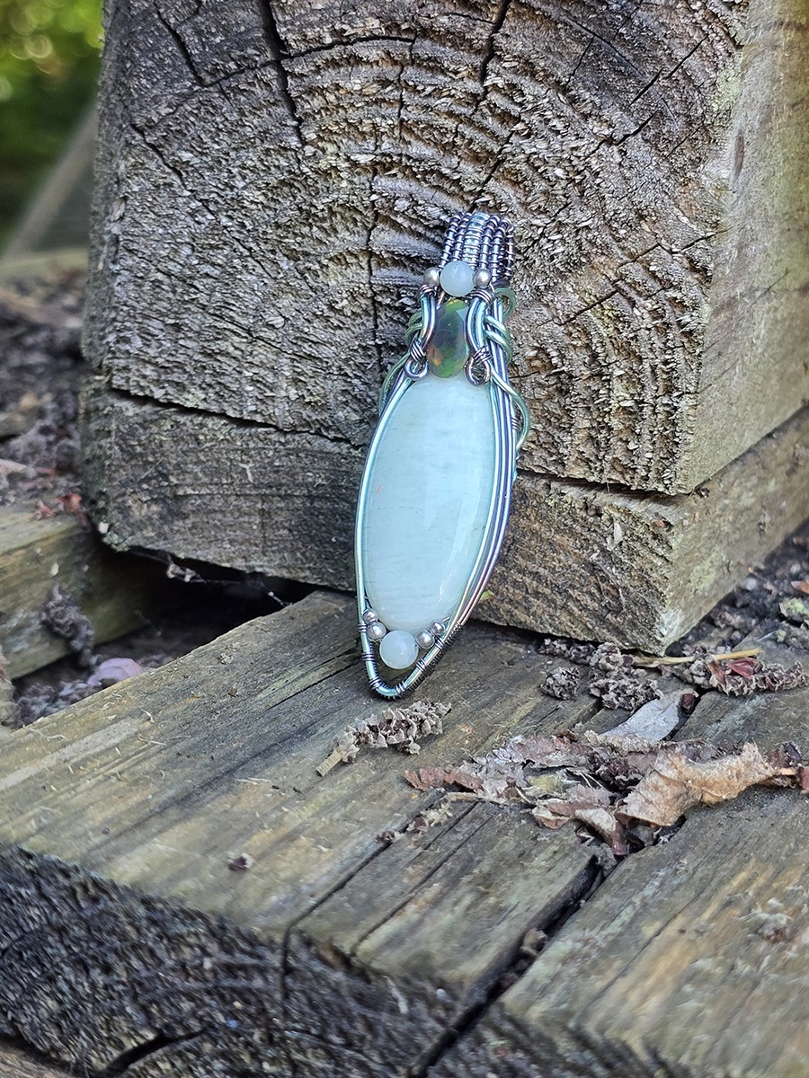 Image d'illustration du produit Pendentif amazonite et opale fumée