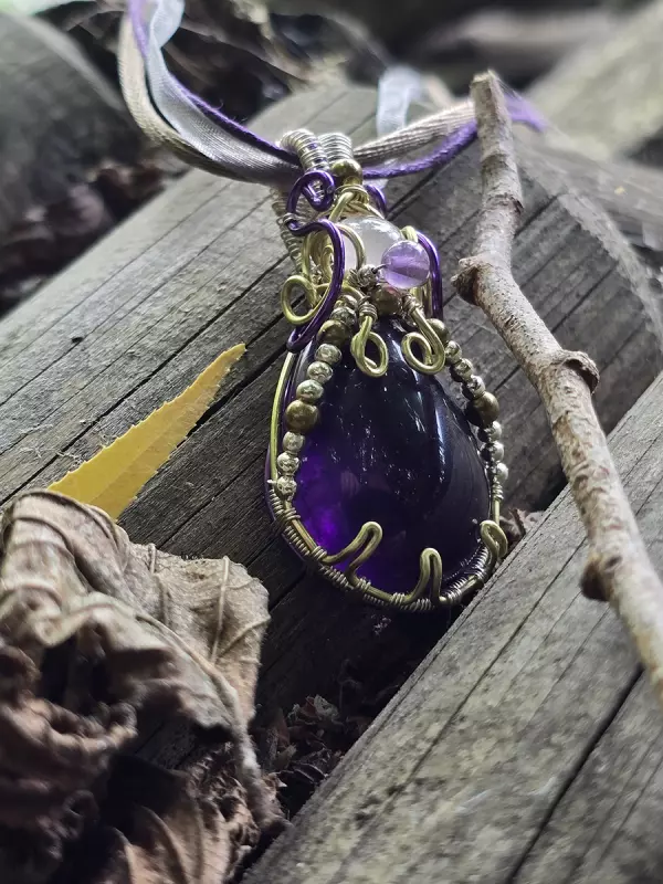 Image d'illustration du produit Pendentif améthyste et quartz rose