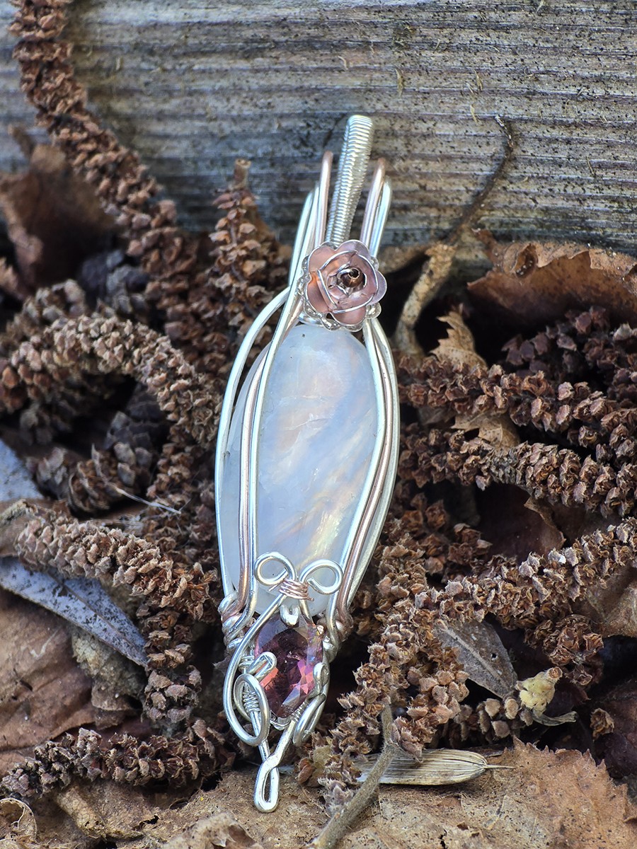 Image d'illustration du produit Pendentif péristérite et tourmaline