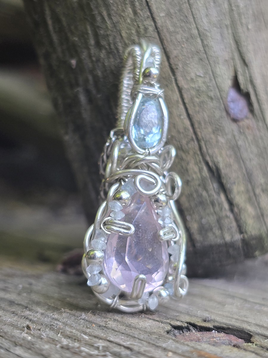 Image de couverture du produit Pendentif quartz rose et aigue-marine