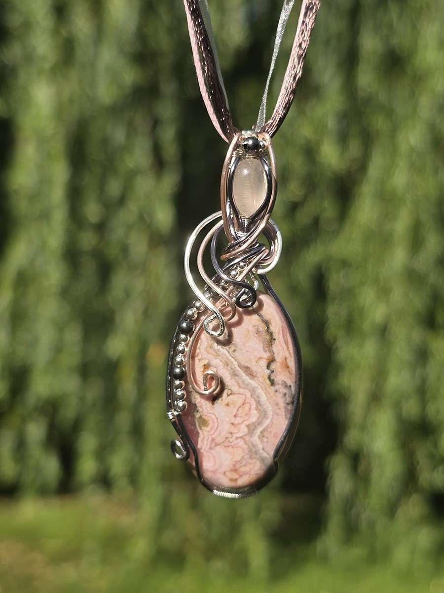 Image d'illustration du produit Pendentif rhodochrosite et quartz rose