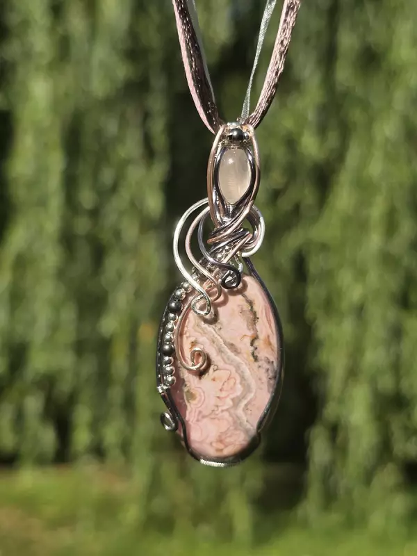 Image d'illustration du produit Pendentif rhodochrosite et quartz rose