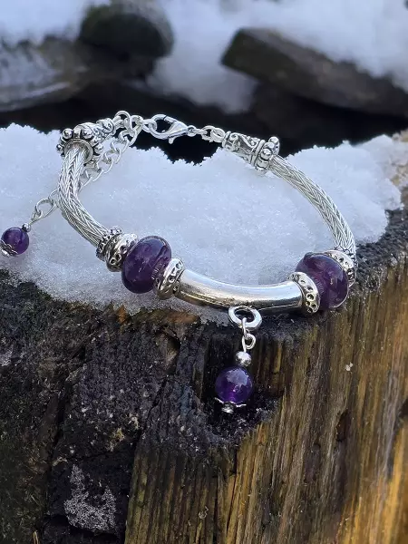Image de couverture du produit Bracelet tressé argenté et améthyste