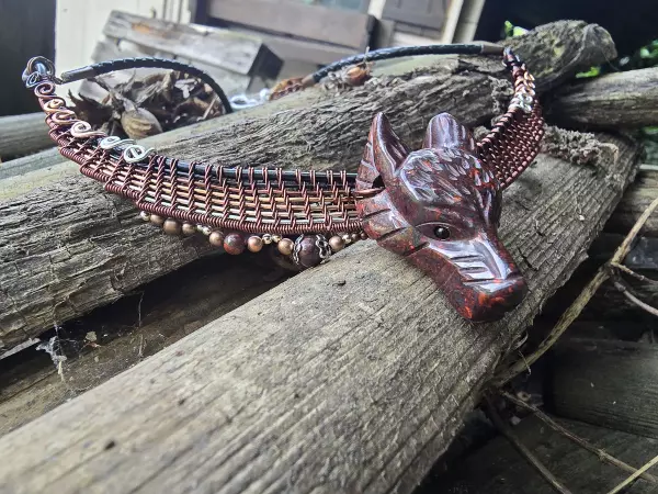 Image de couverture du produit Collier tête de loup Jaspe poppy