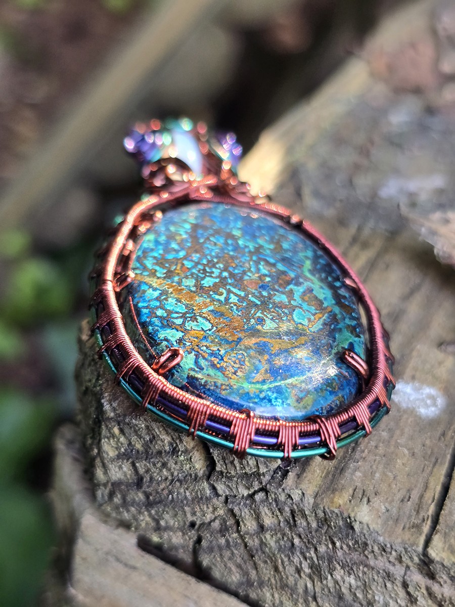 Image d'illustration du produit Pendentif Azurite, malachite et opale wello