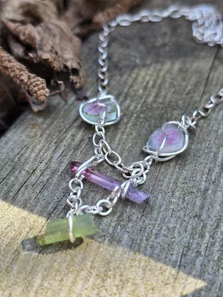 Image de couverture du produit Collier argent et tourmalines brutes