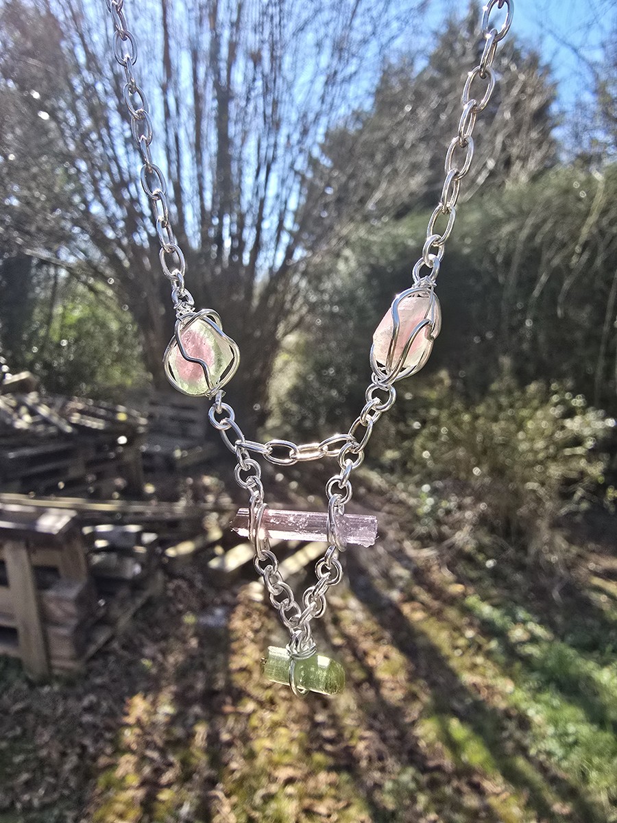 Image d'illustration du produit Collier argent et tourmalines brutes
