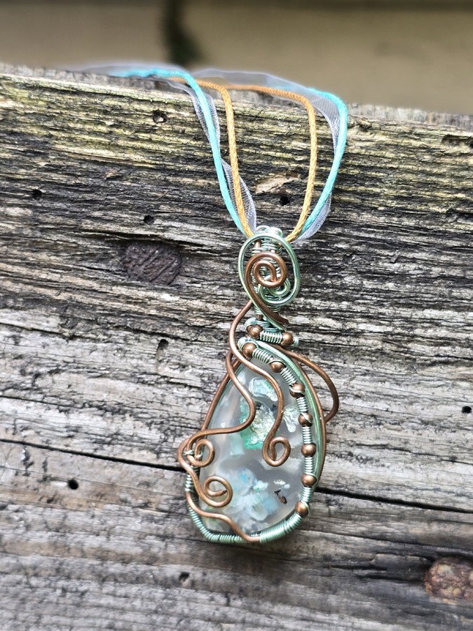 Image d'illustration du produit Pendentif agate cuprifère à chrysocolle
