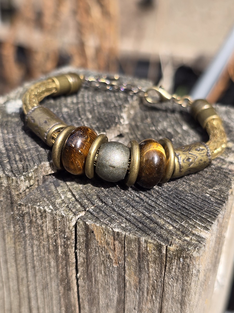 Image de couverture du produit Bracelet tressé laiton et oeil-de-tigre