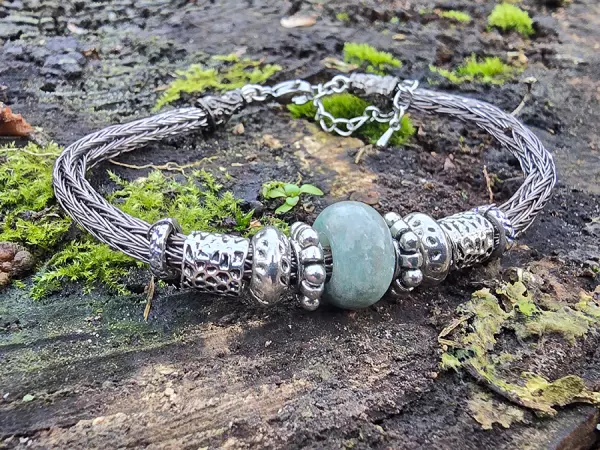 Image de couverture du produit Bracelet tressé "gunmetal" et amazonite