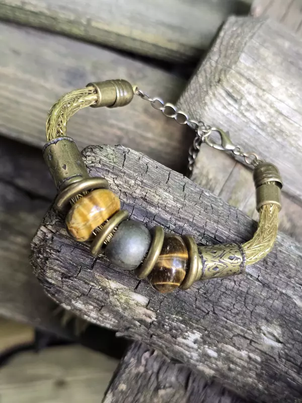 Image d'illustration du produit Bracelet tressé laiton et oeil-de-tigre