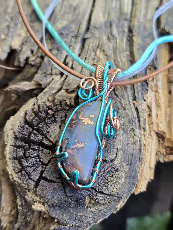 Image d'illustration du produit Pendentif agate cuprifère à chrysocolle